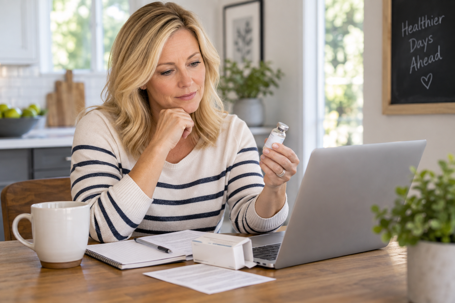 FDA Update on Compounded GLP-1 Medications: What You Need to Know 1 Woman reviewing information about compounded GLP-1 medication